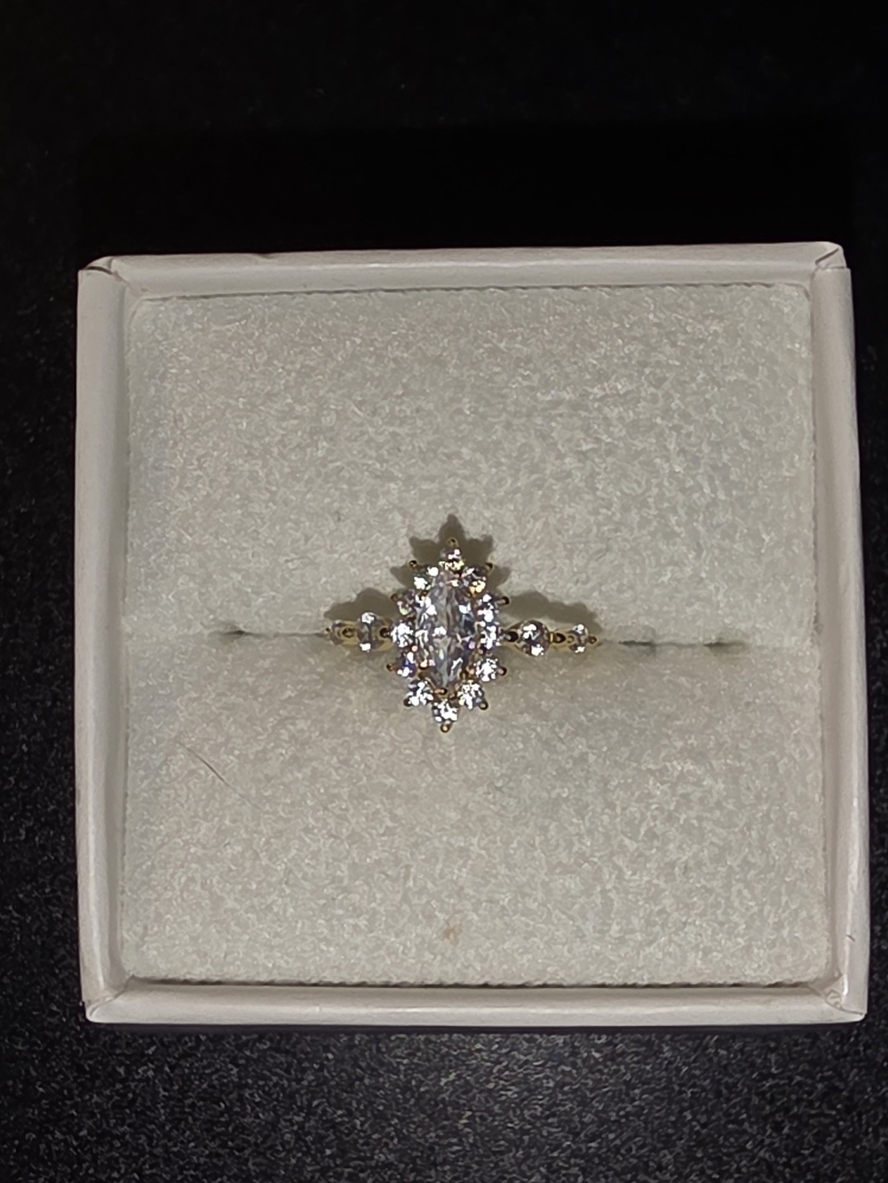 Gold Marquise Halo Moissanite Ring Size 6 & 7 - Picture 7 of 10